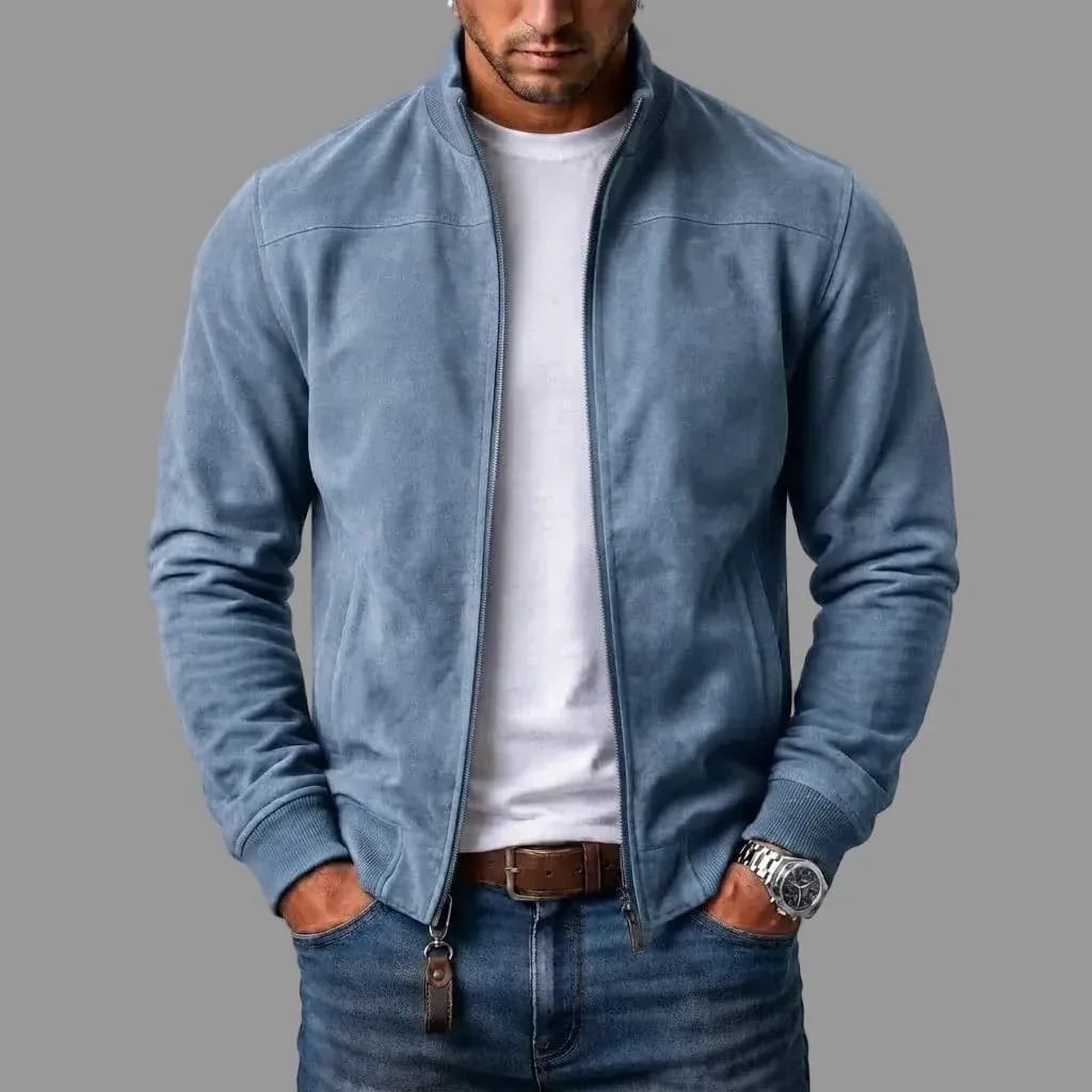 Giacca bomber in pelle scamosciata