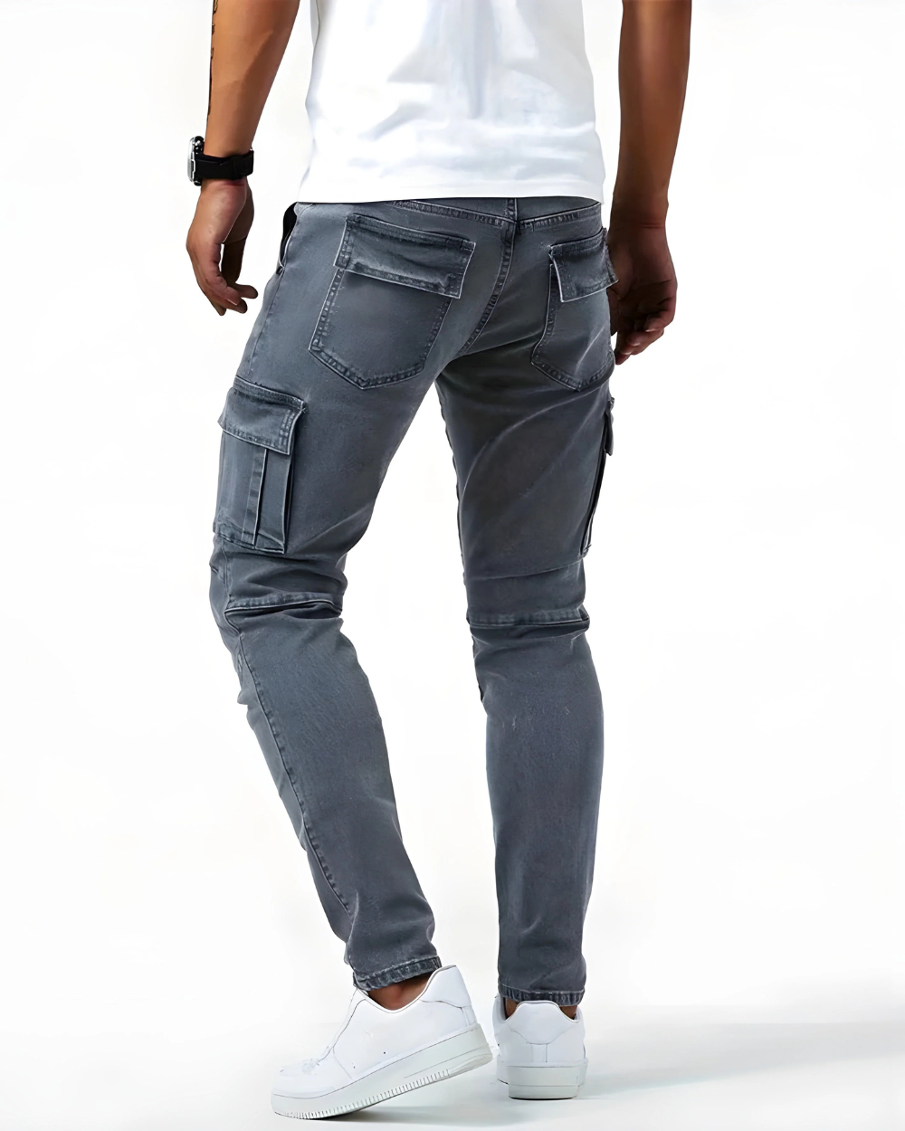 Pantaloni Cargo Blu Scuro Elasticizzati