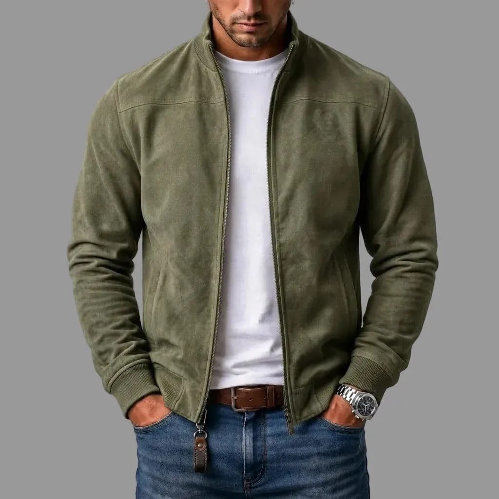 Giacca bomber in pelle scamosciata