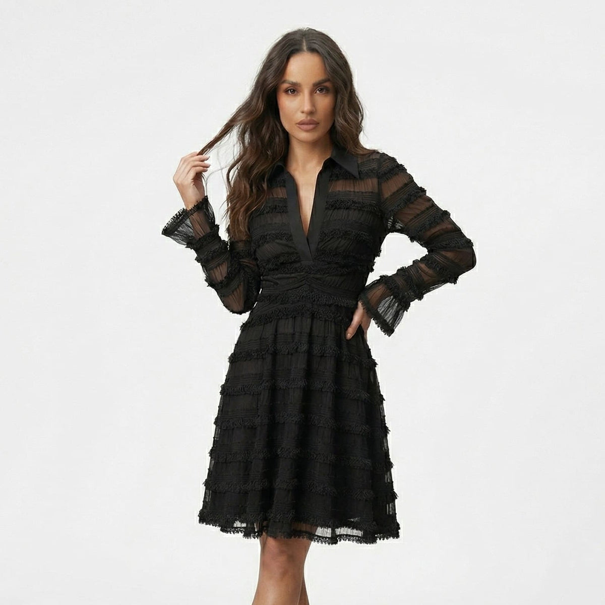 Parisa – Abito midi con frange