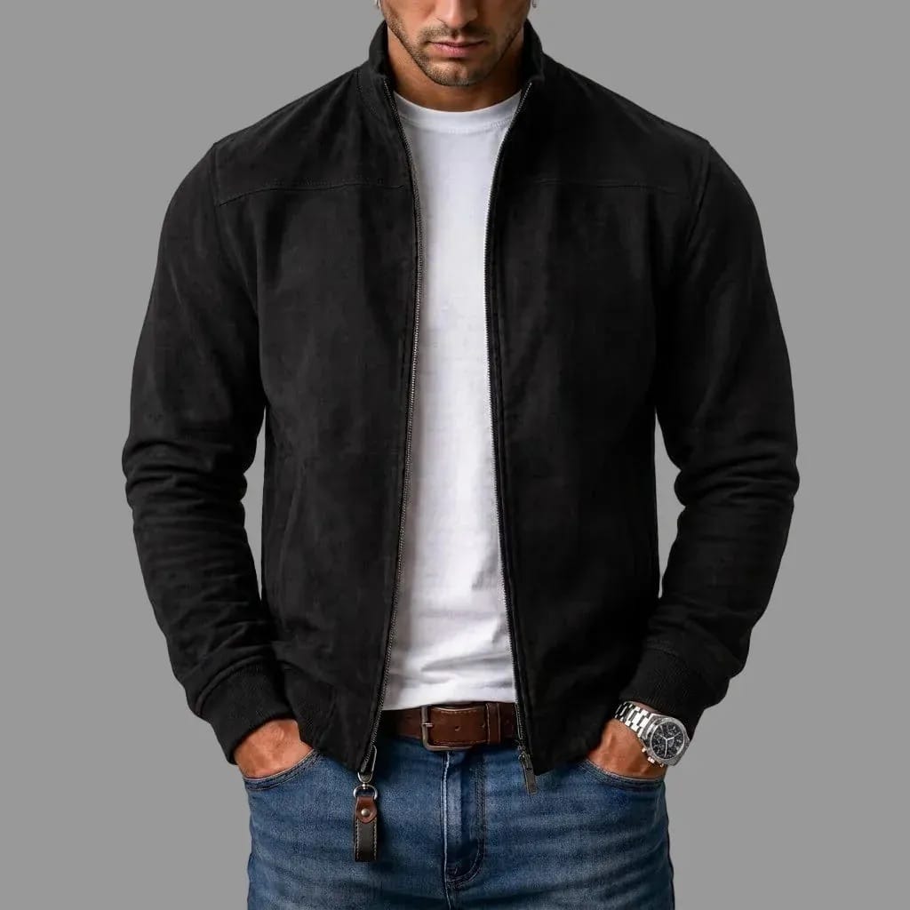 Giacca bomber in pelle scamosciata