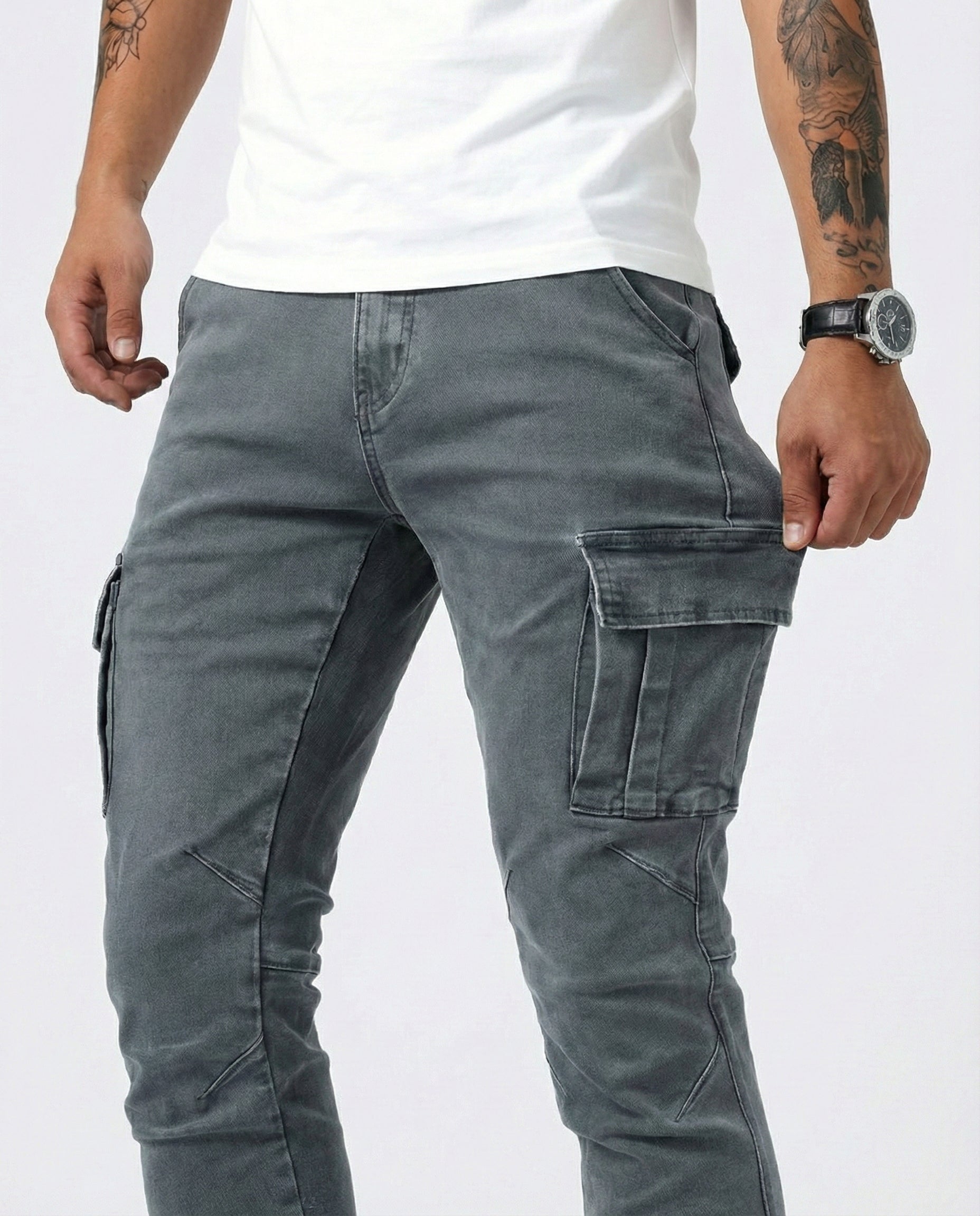 Pantaloni Cargo Blu Scuro Elasticizzati