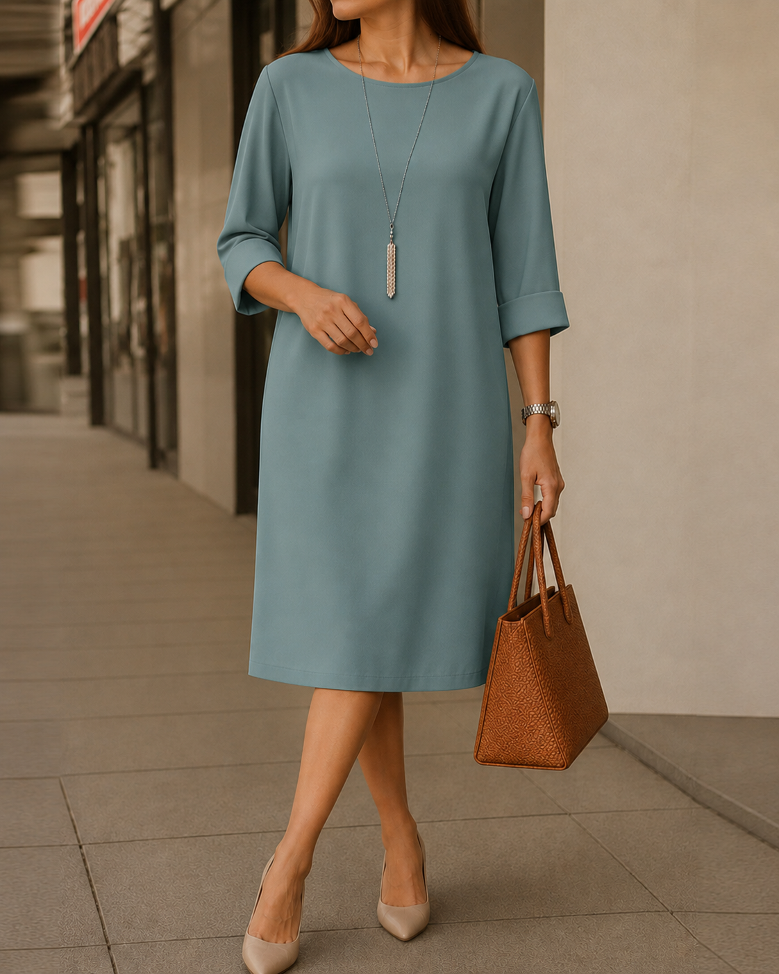 Sabine | Abito midi fluido con effetto pancia piatta