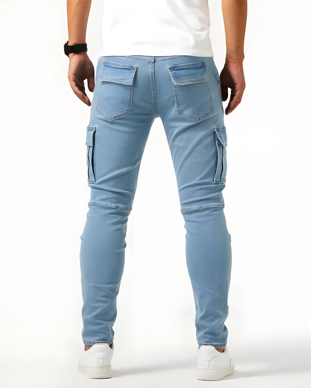 Pantaloni Cargo Blu Scuro Elasticizzati