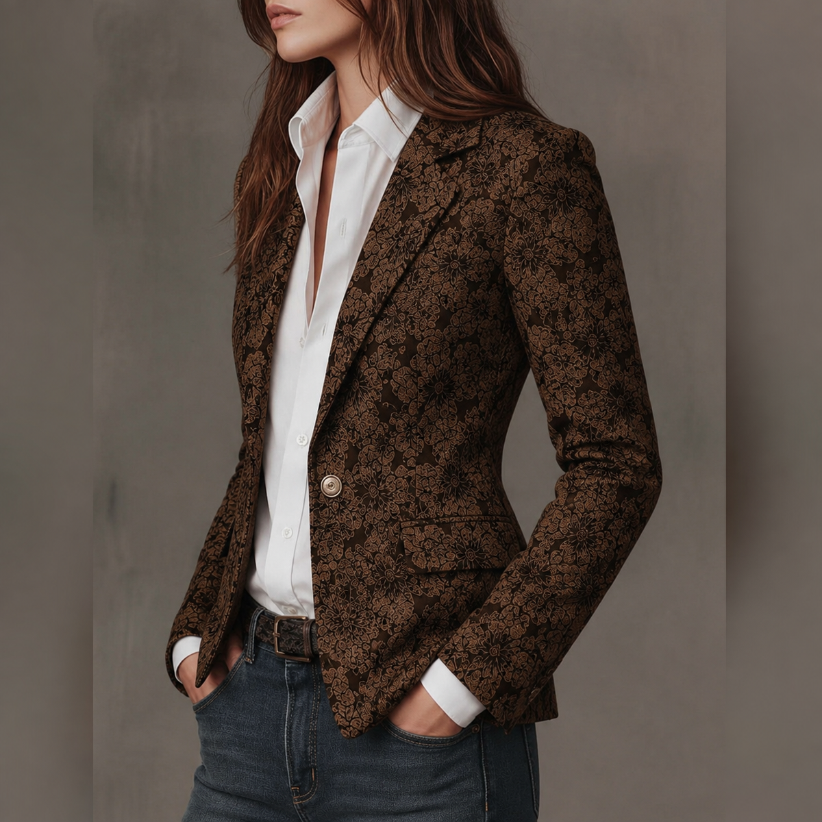 Blazer Aderente da Donna in Jacquard Paisley