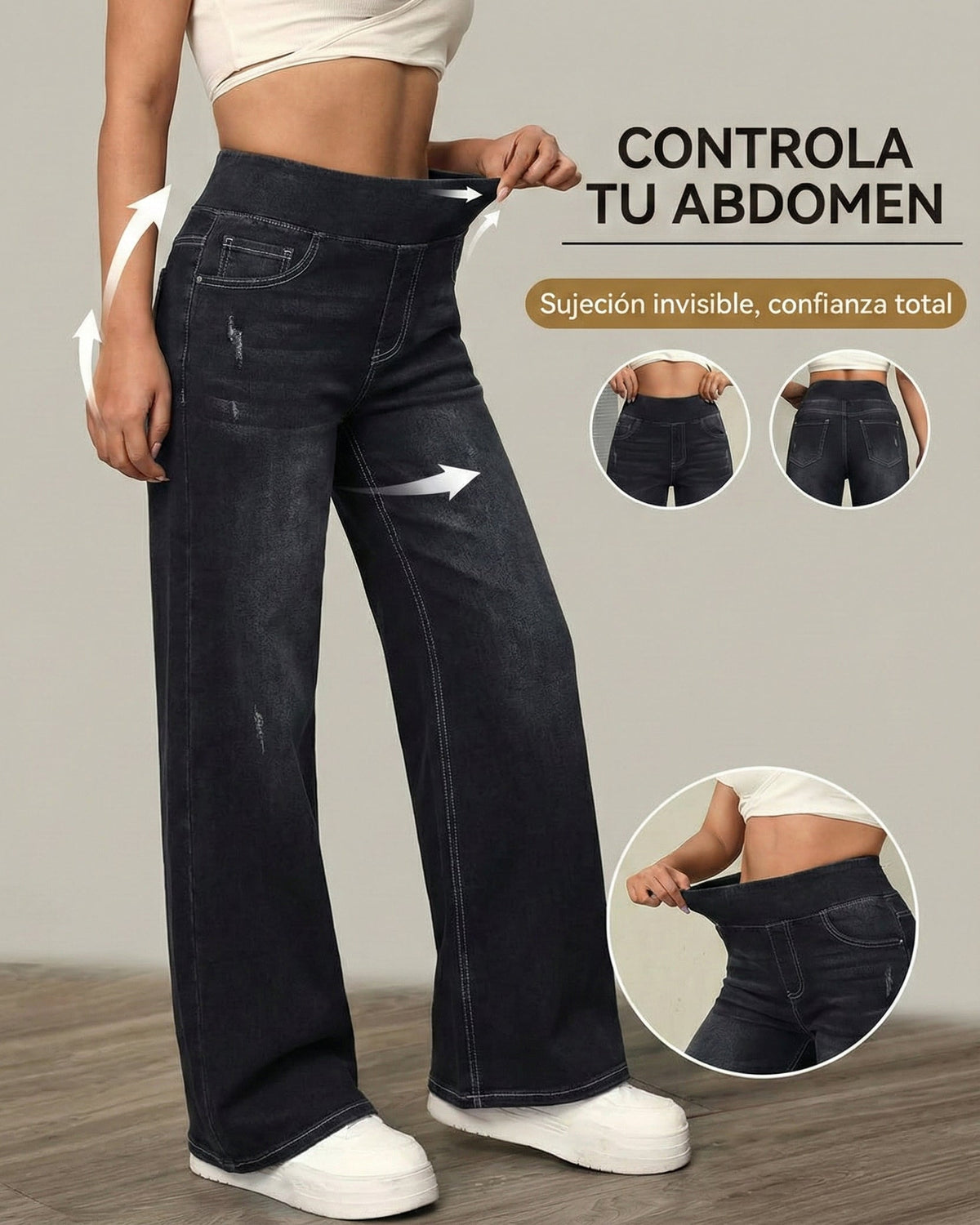 Pantaloni larghi con controllo della pancia.