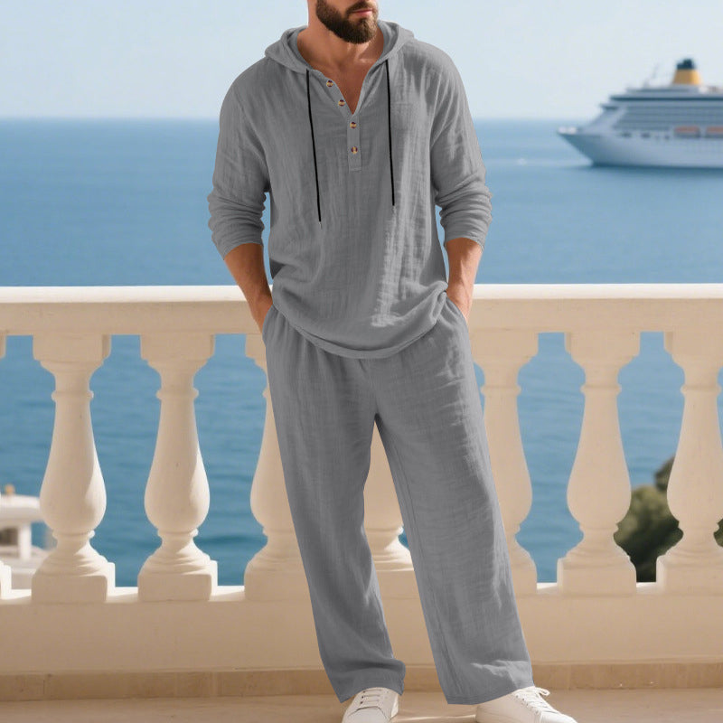 Completo Casual in Lino Premium: Felpa e Pantaloni
