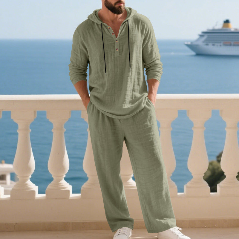 Completo Casual in Lino Premium: Felpa e Pantaloni