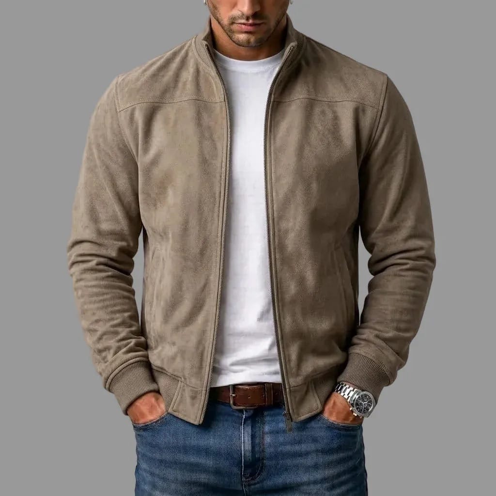 Giacca bomber in pelle scamosciata