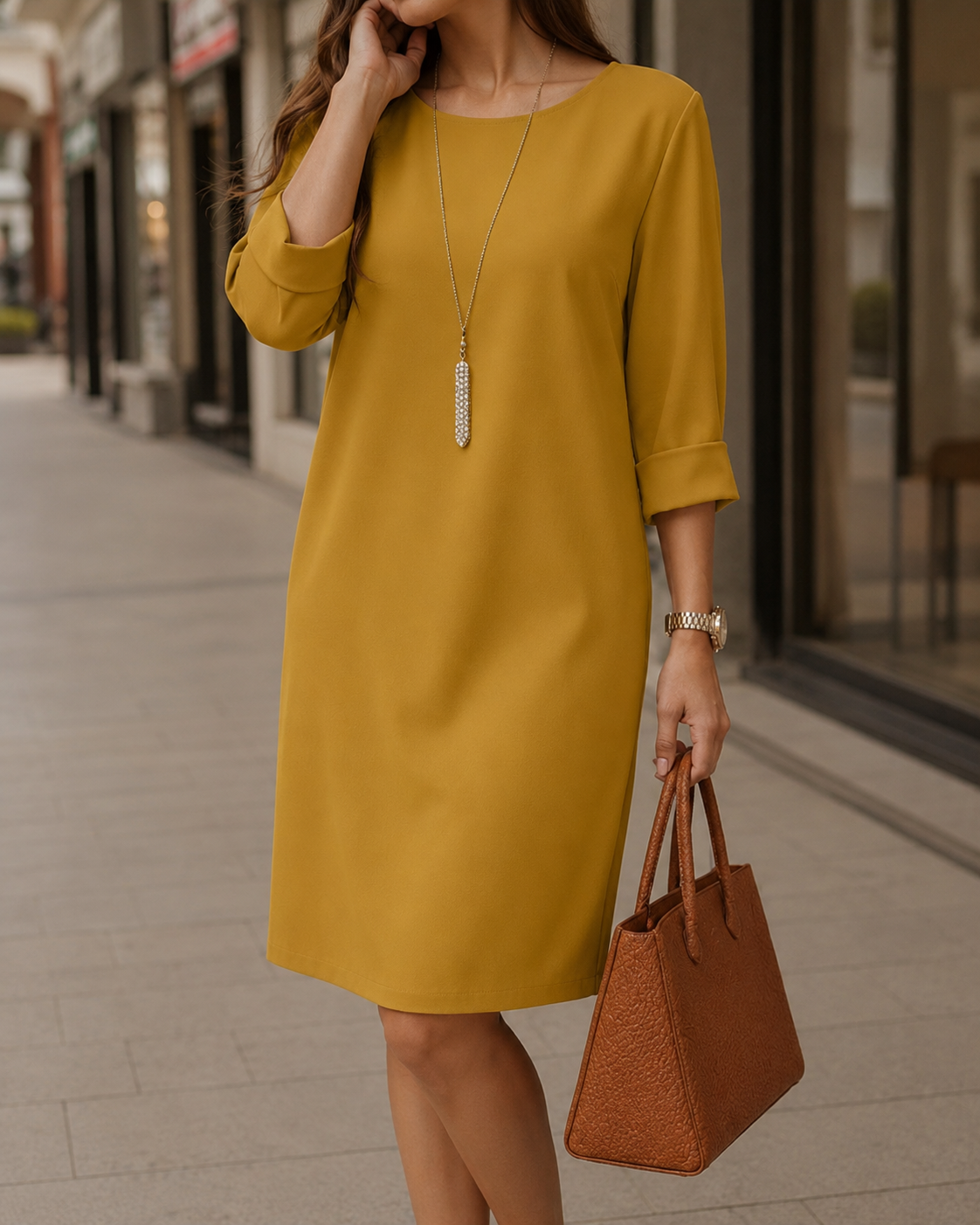 Sabine | Abito midi fluido con effetto pancia piatta