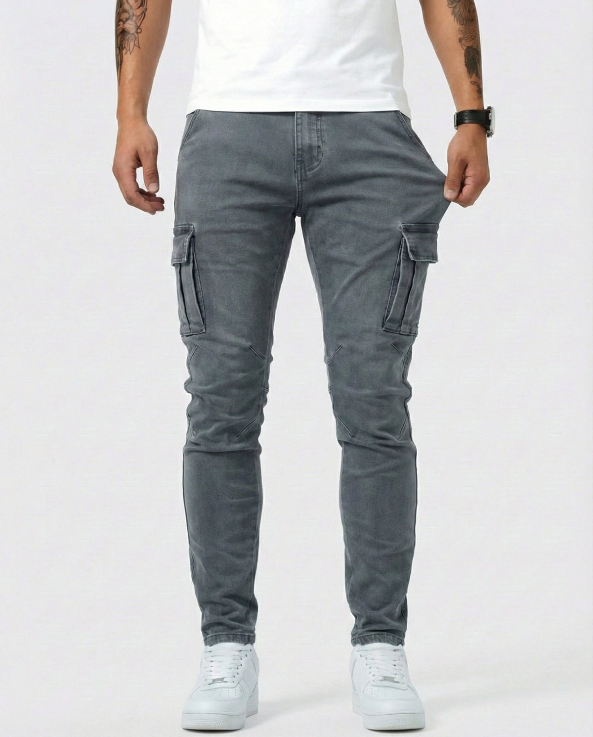 Pantaloni Cargo Blu Scuro Elasticizzati