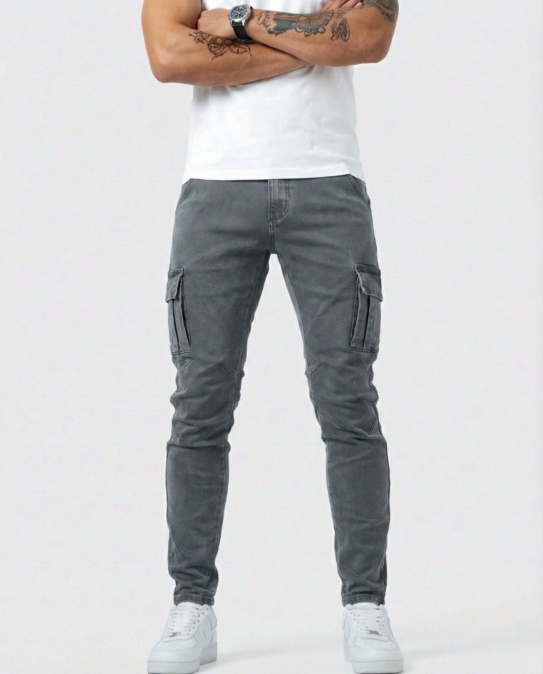Pantaloni Cargo Blu Scuro Elasticizzati
