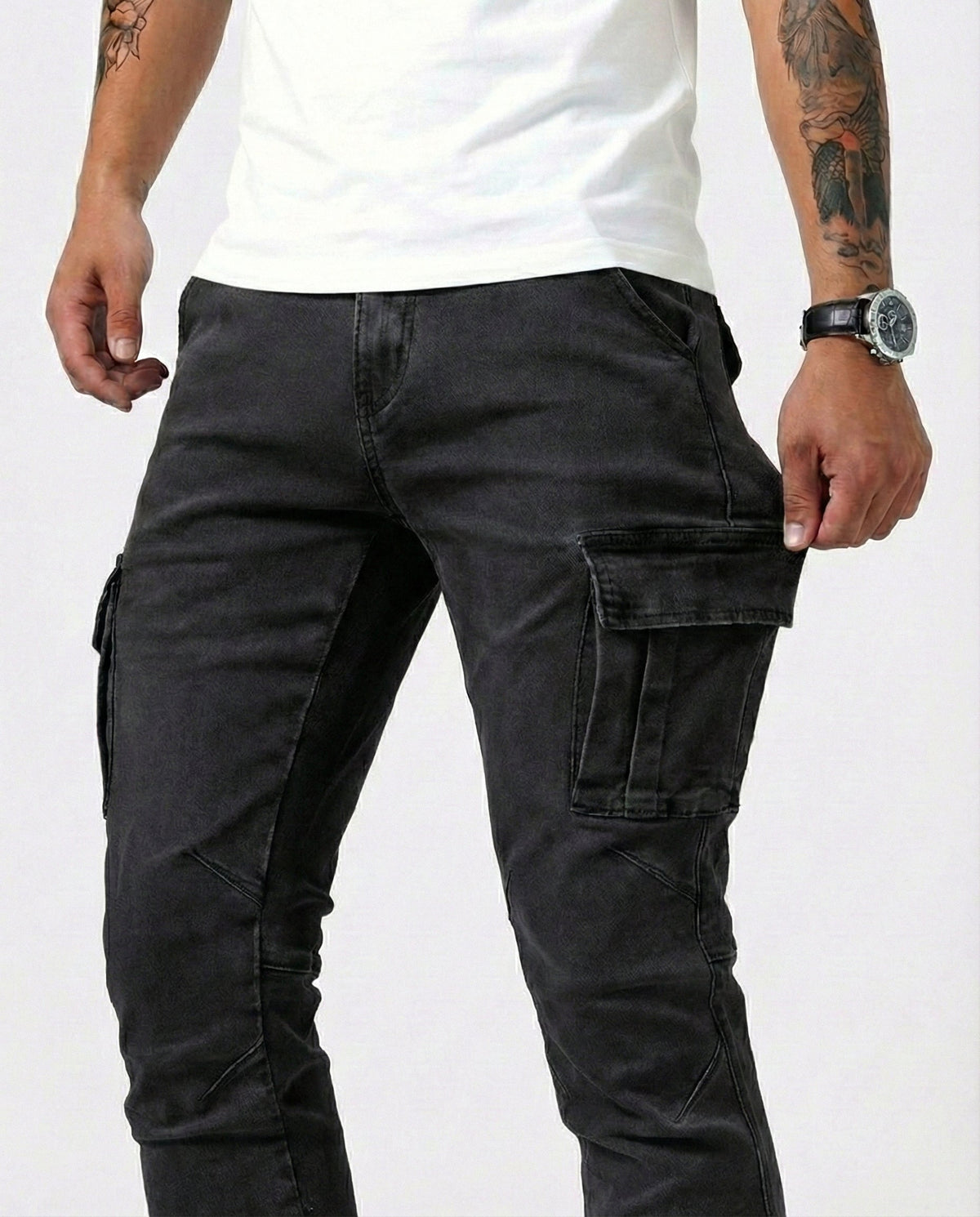 Pantaloni Cargo Blu Scuro Elasticizzati